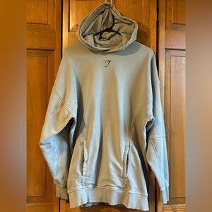 GYMSHARK Men's sz Small grey Hoodie, pouch on front, iconic logo